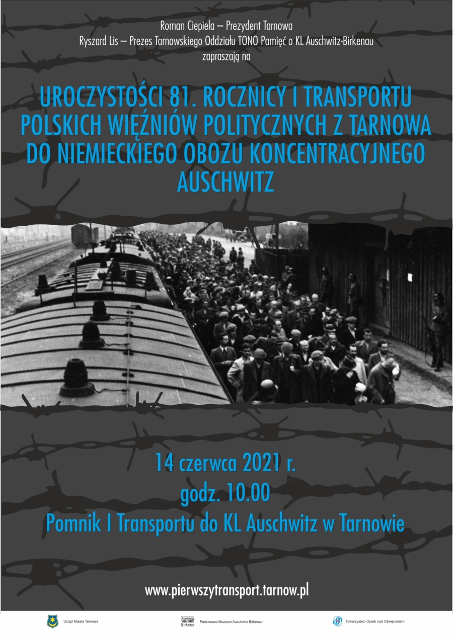 Plakat uroczystości 81. rocznicy pierwszego transportu do Auschwitz